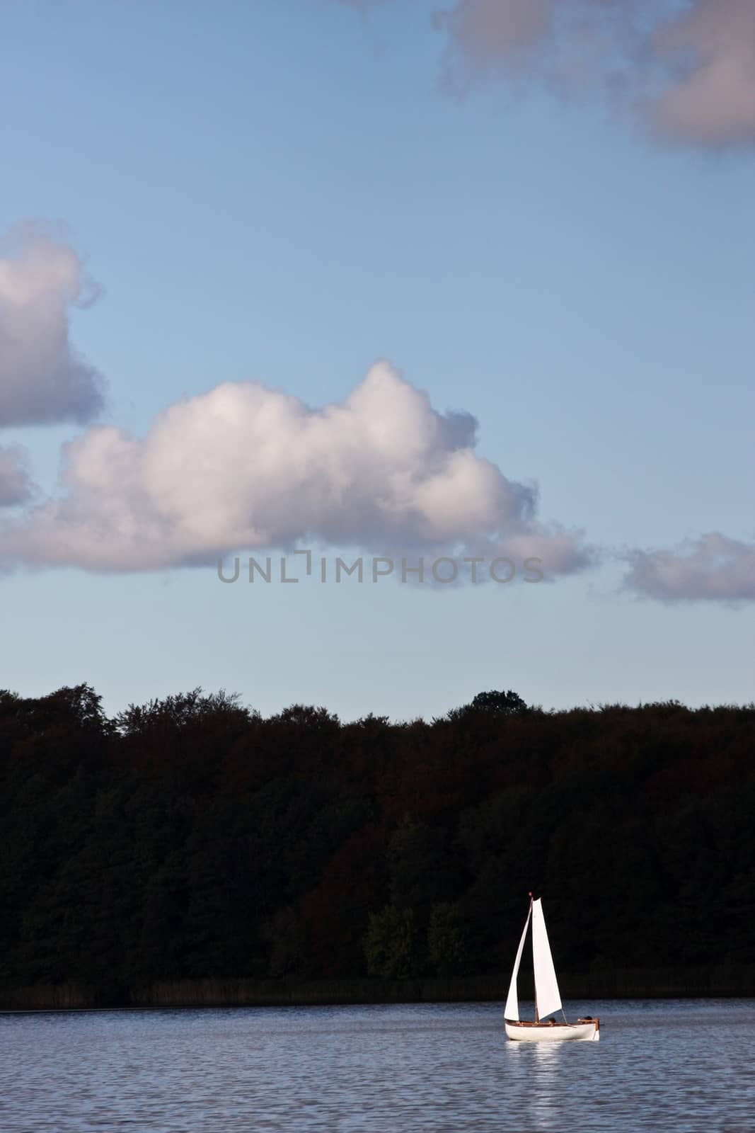 Boat sailing on a lake in Denmark