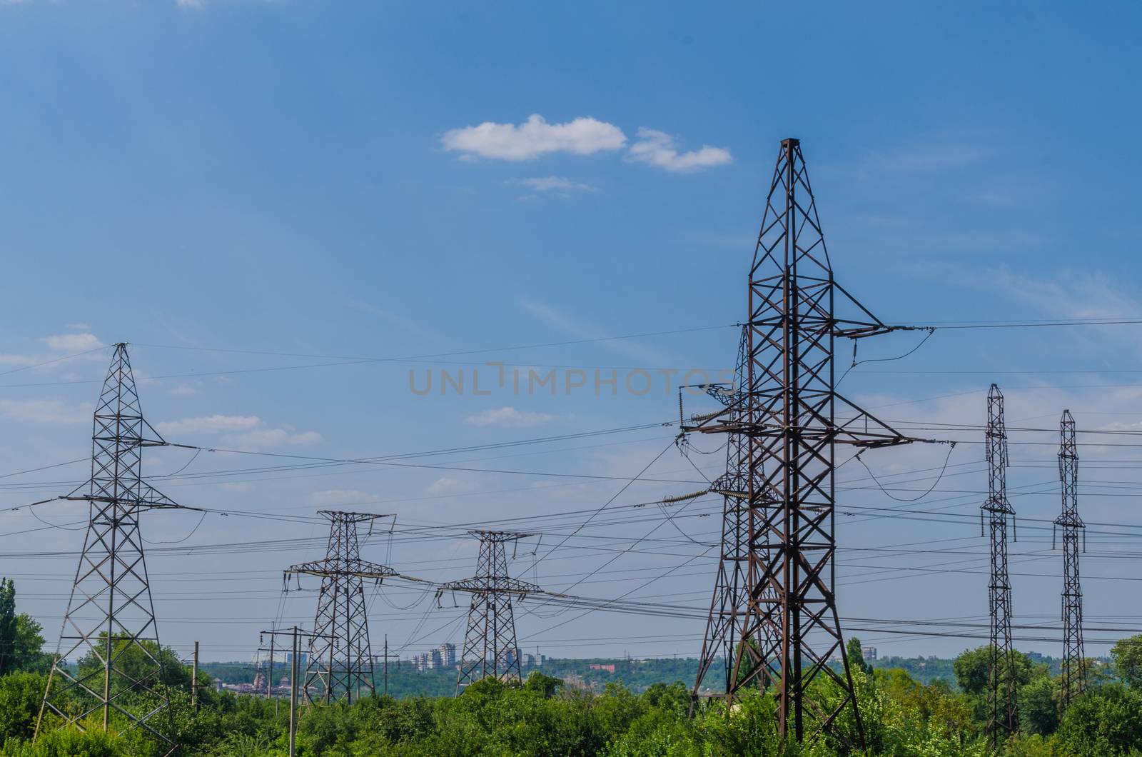 high-voltage power line by Andreua