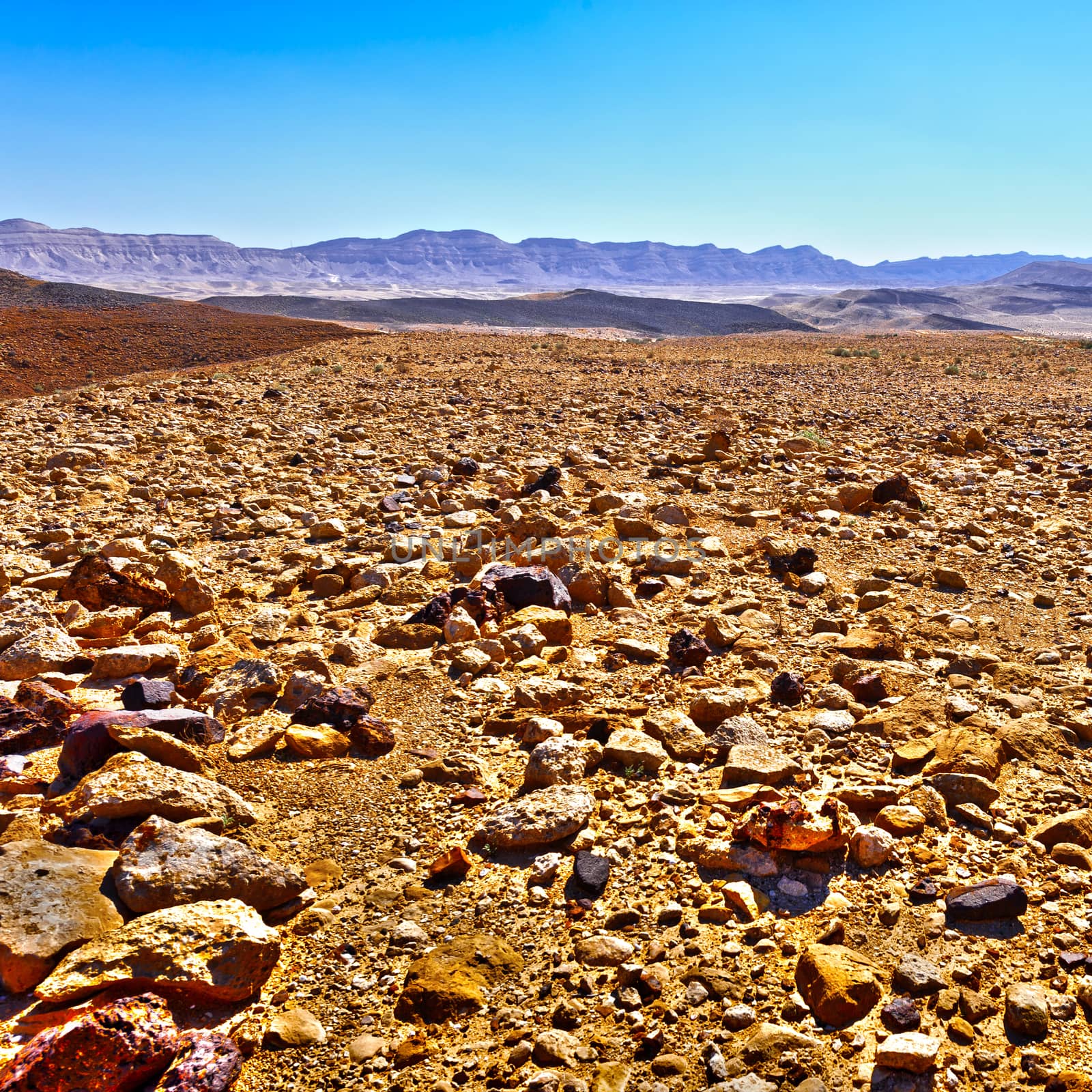 Big Stones of Grand Crater in Negev Desert, Israel