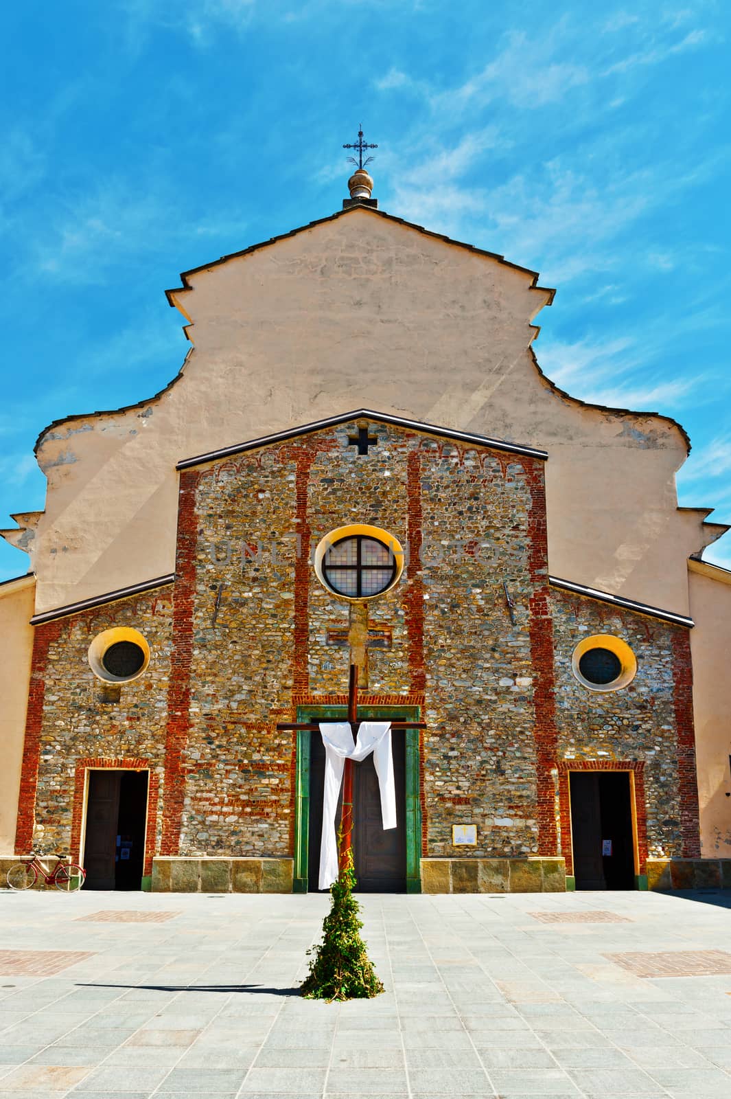 Medieval Church in the Small Town in Piedmont, italy
