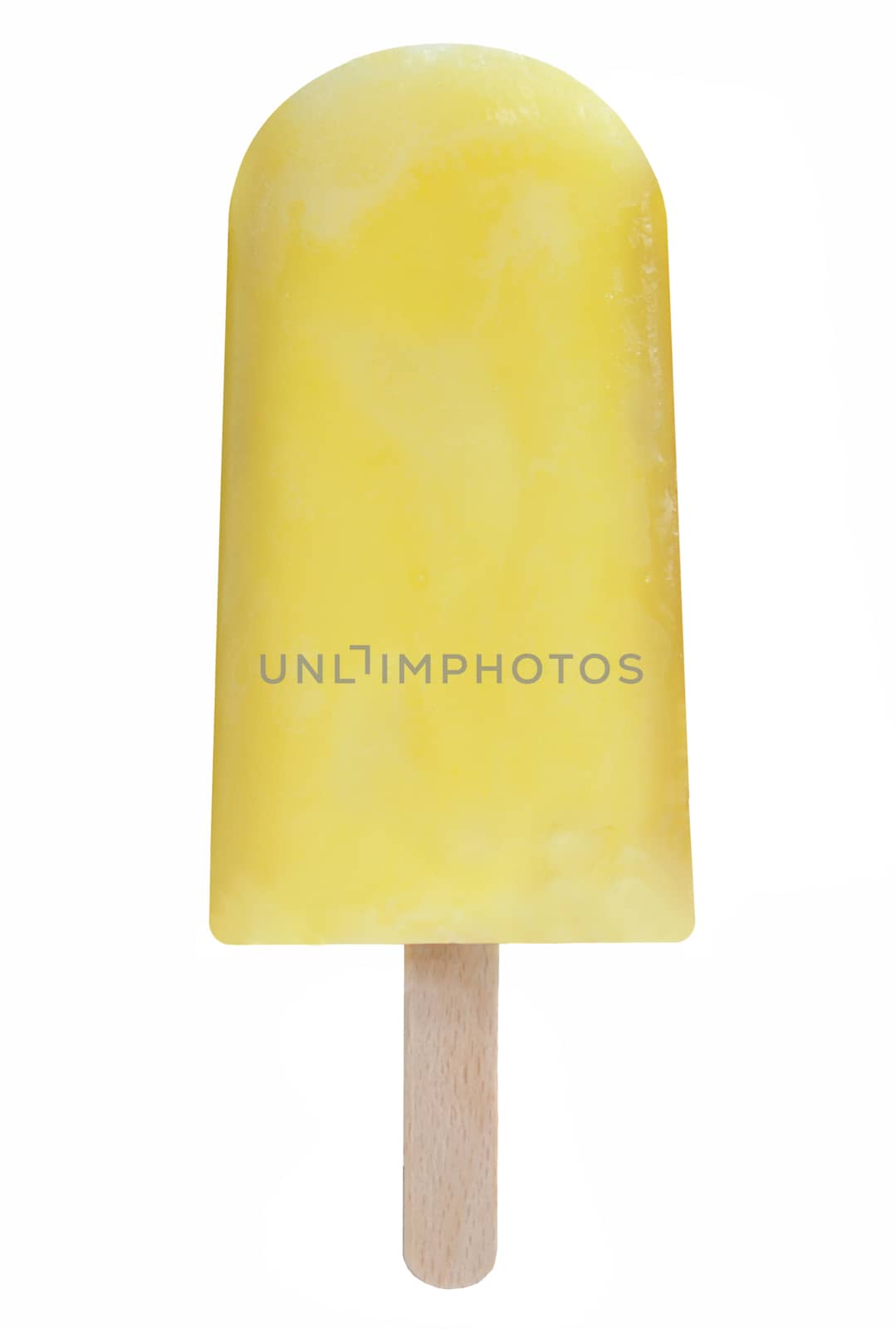 Yellow ice lolly over a white background