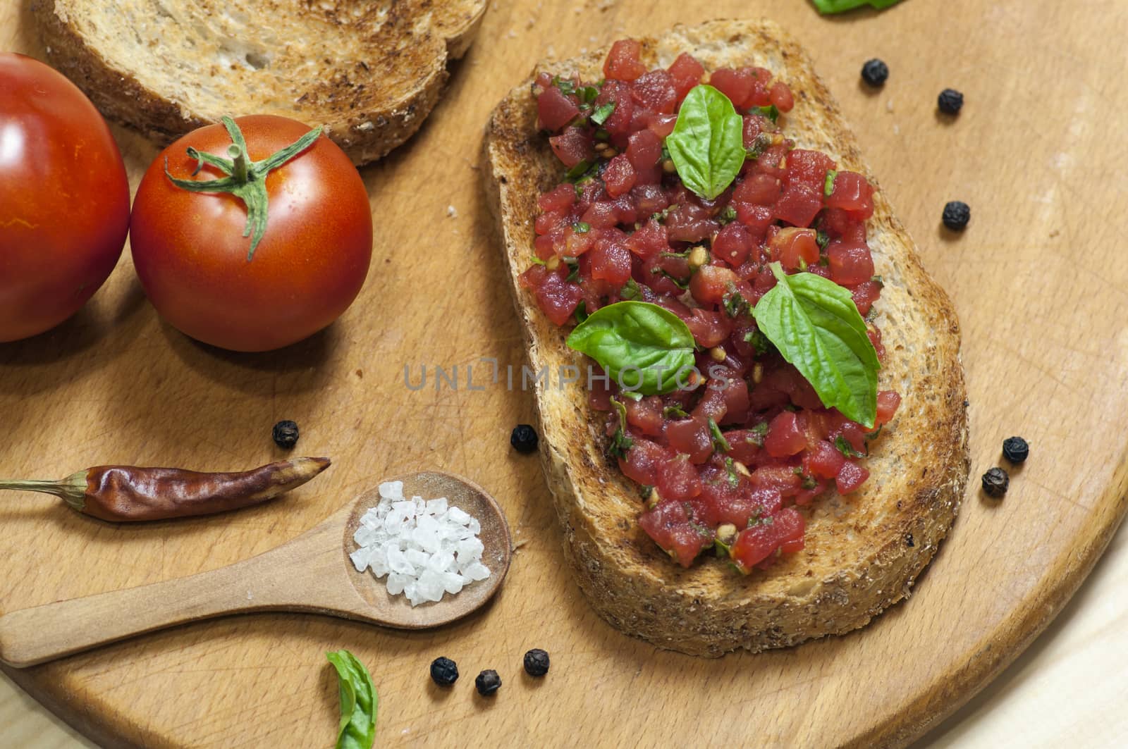 Italian bruschetta, view from above by dred