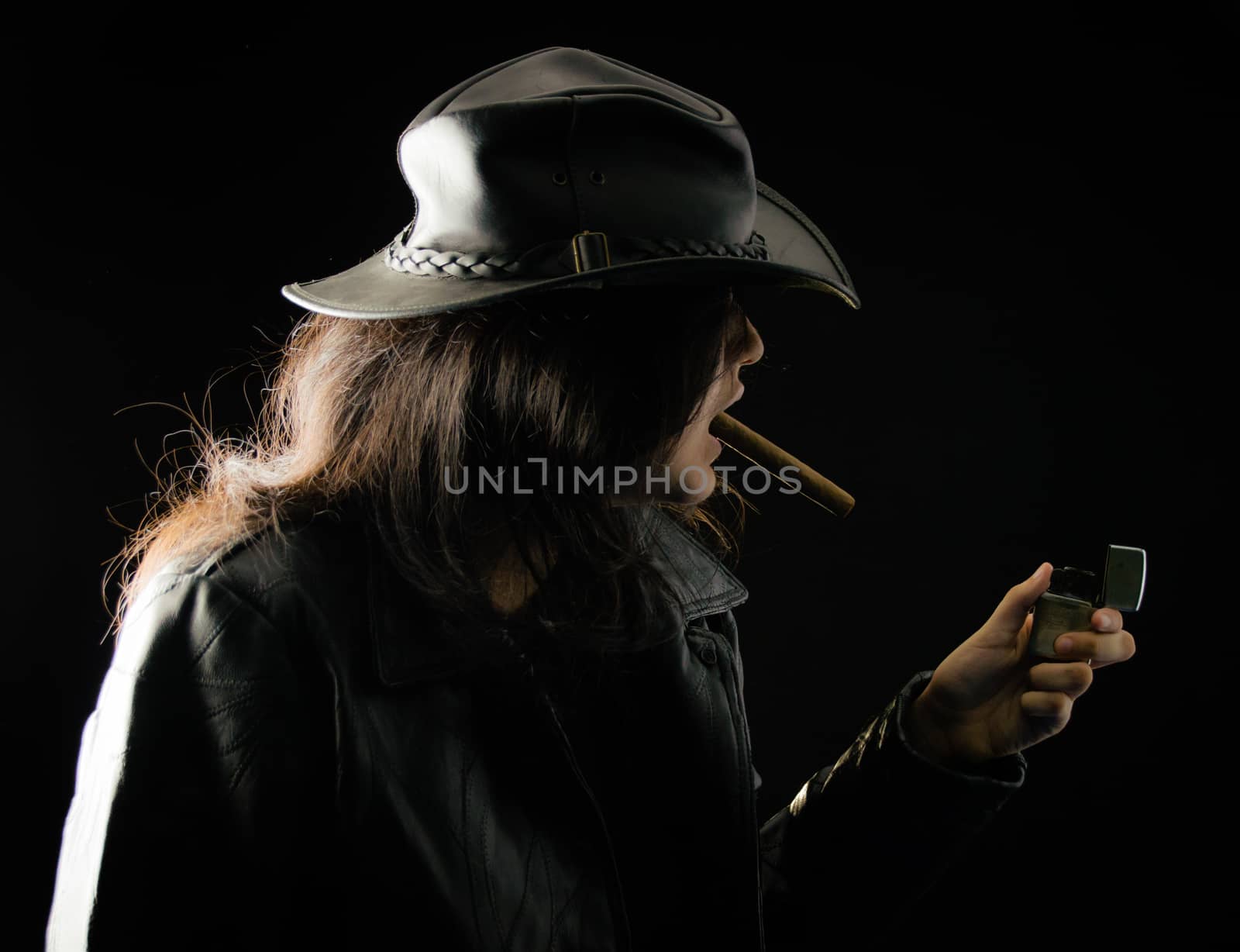 Young girl with cigar and lighter by Toro_the_Bull