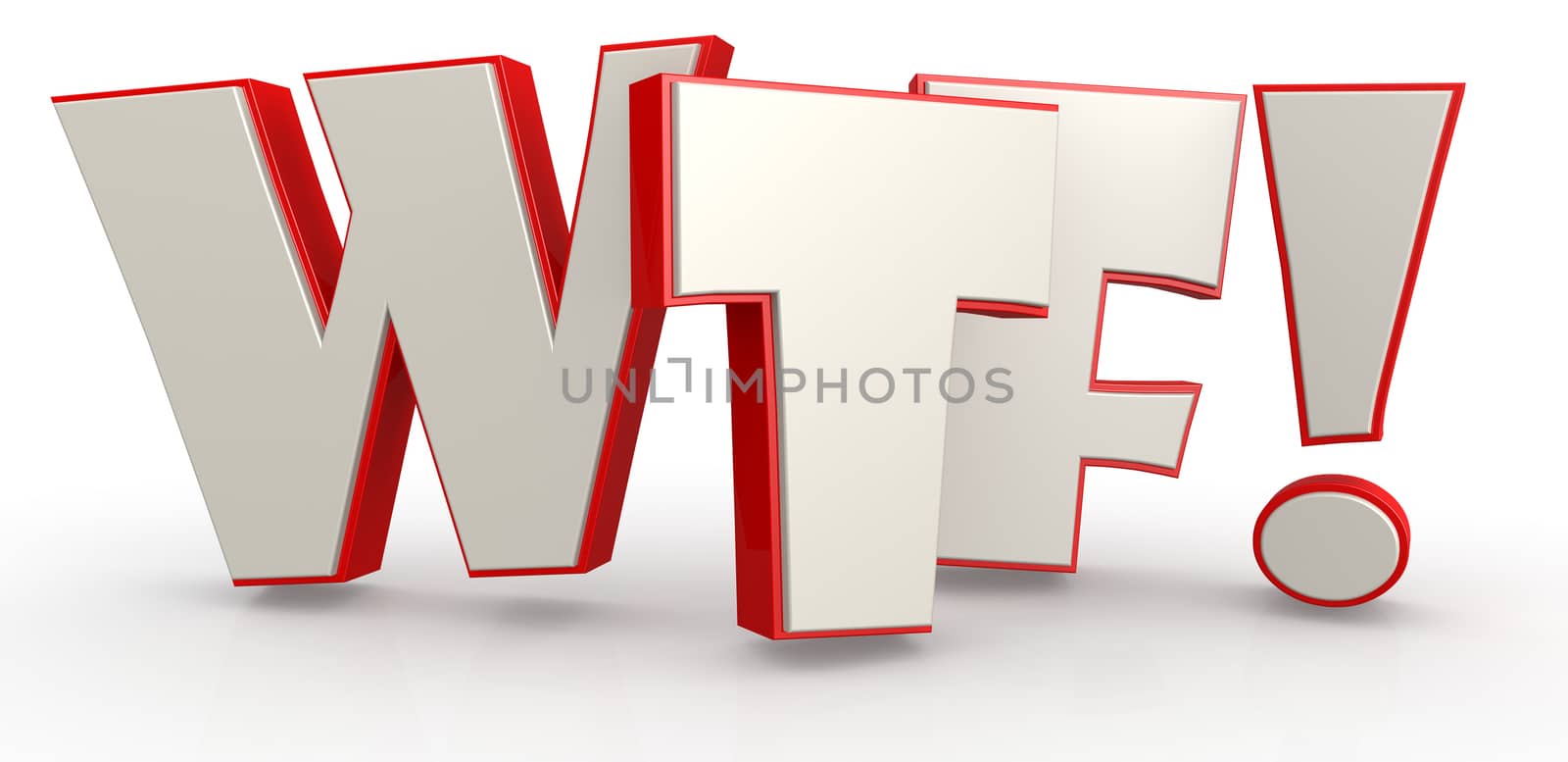 WTF alphabet with white background image with hi-res rendered artwork that could be used for any graphic design.