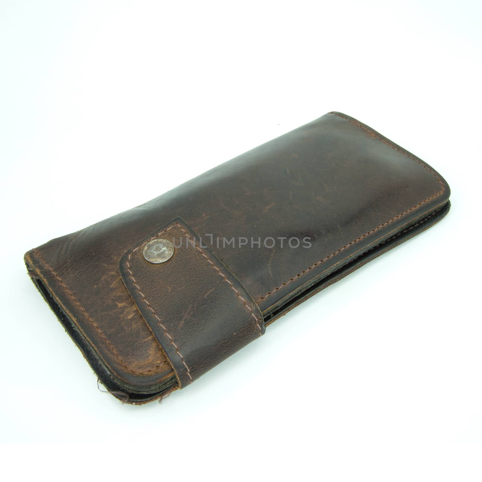 brown leather wallet  isolated on white background