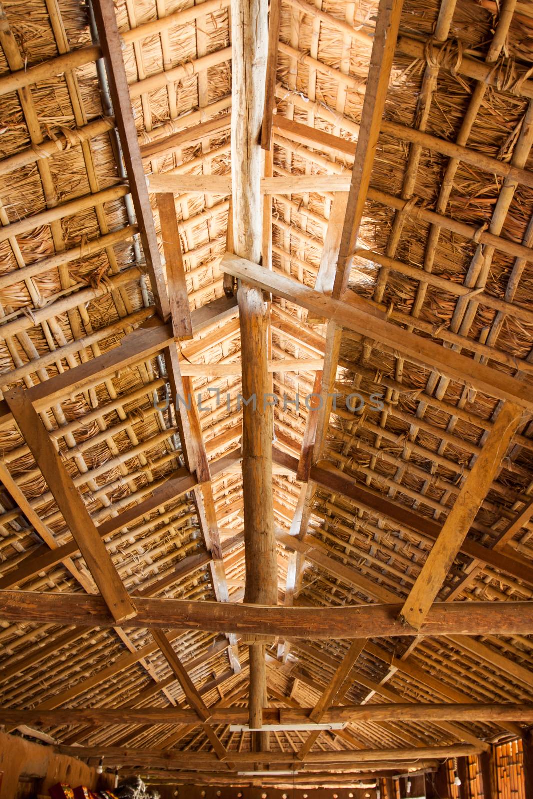 Bamboo ceiling pattern in bamboo house by kritsada1992