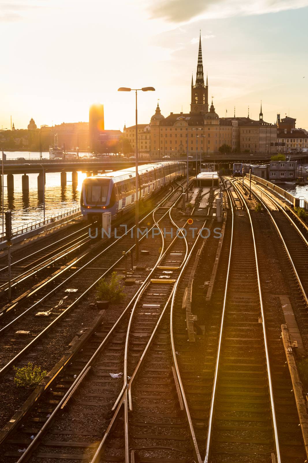 Railway tracks and trains in Stockholm, Sweden. by kasto