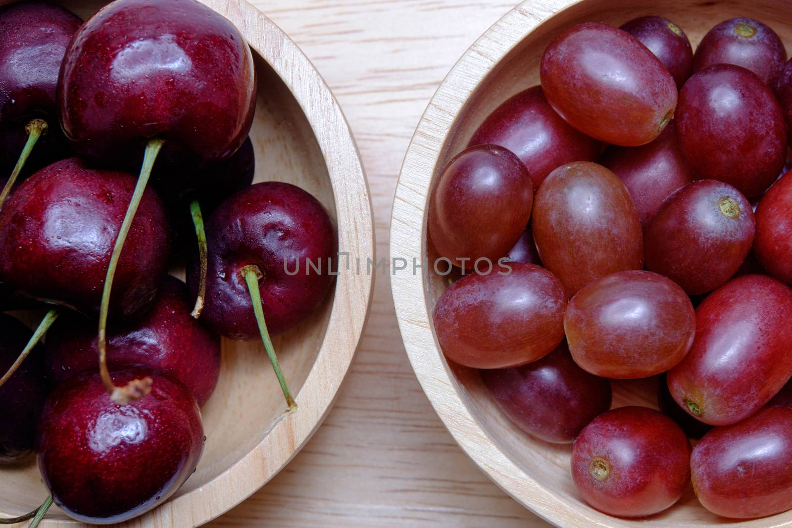 cherry and red grapes