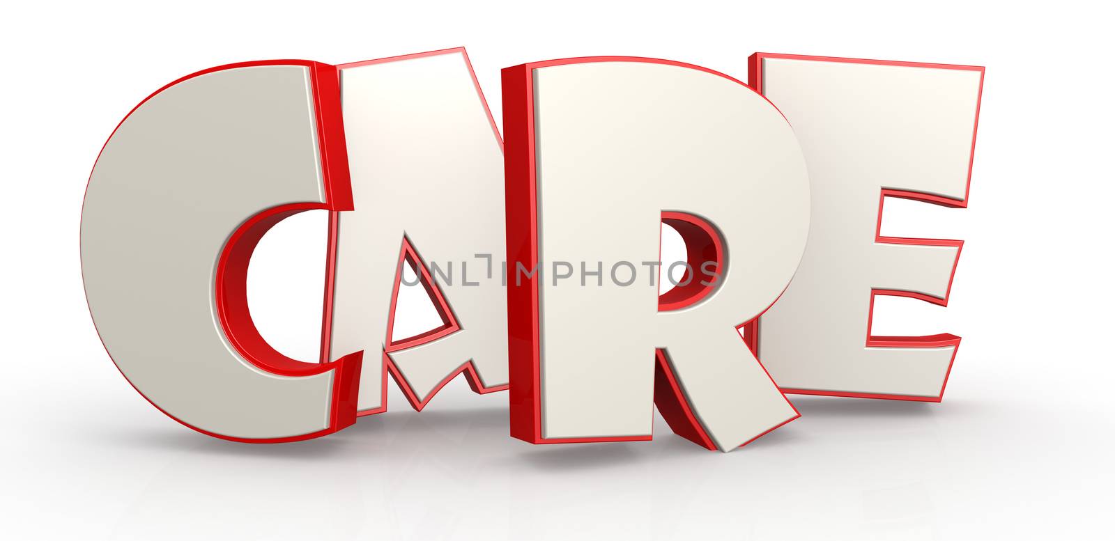 Care word with white background image with hi-res rendered artwork that could be used for any graphic design.