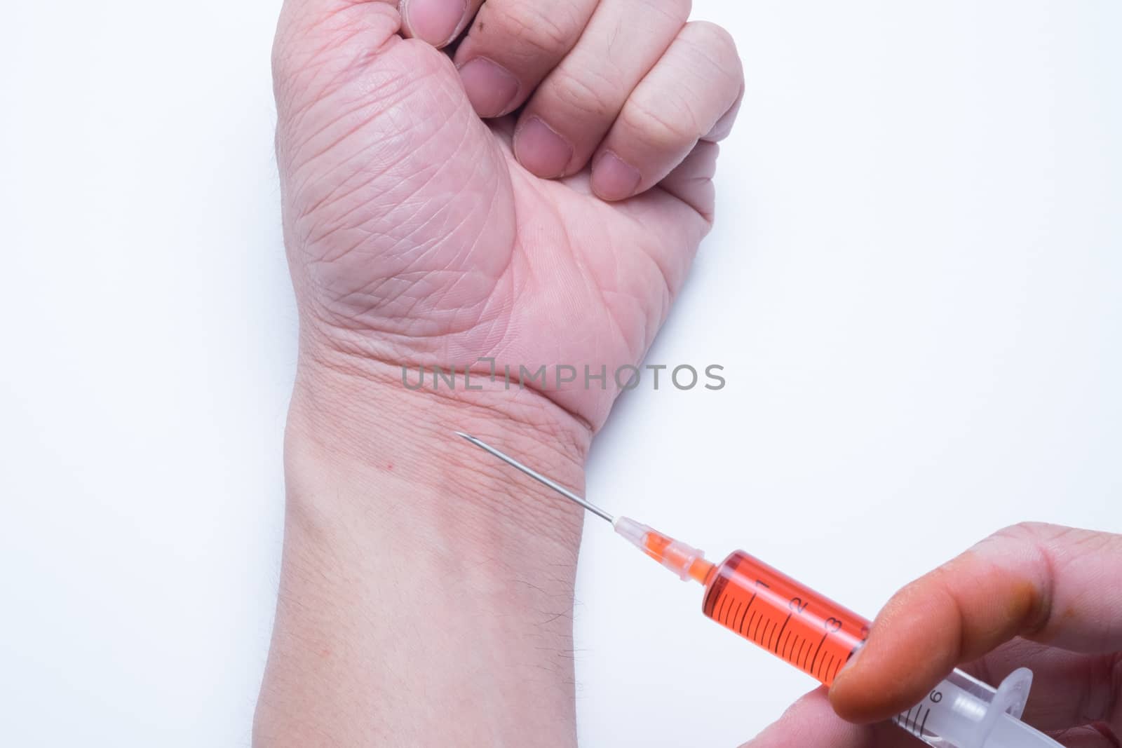 Drug addict man with syringe by zneb076