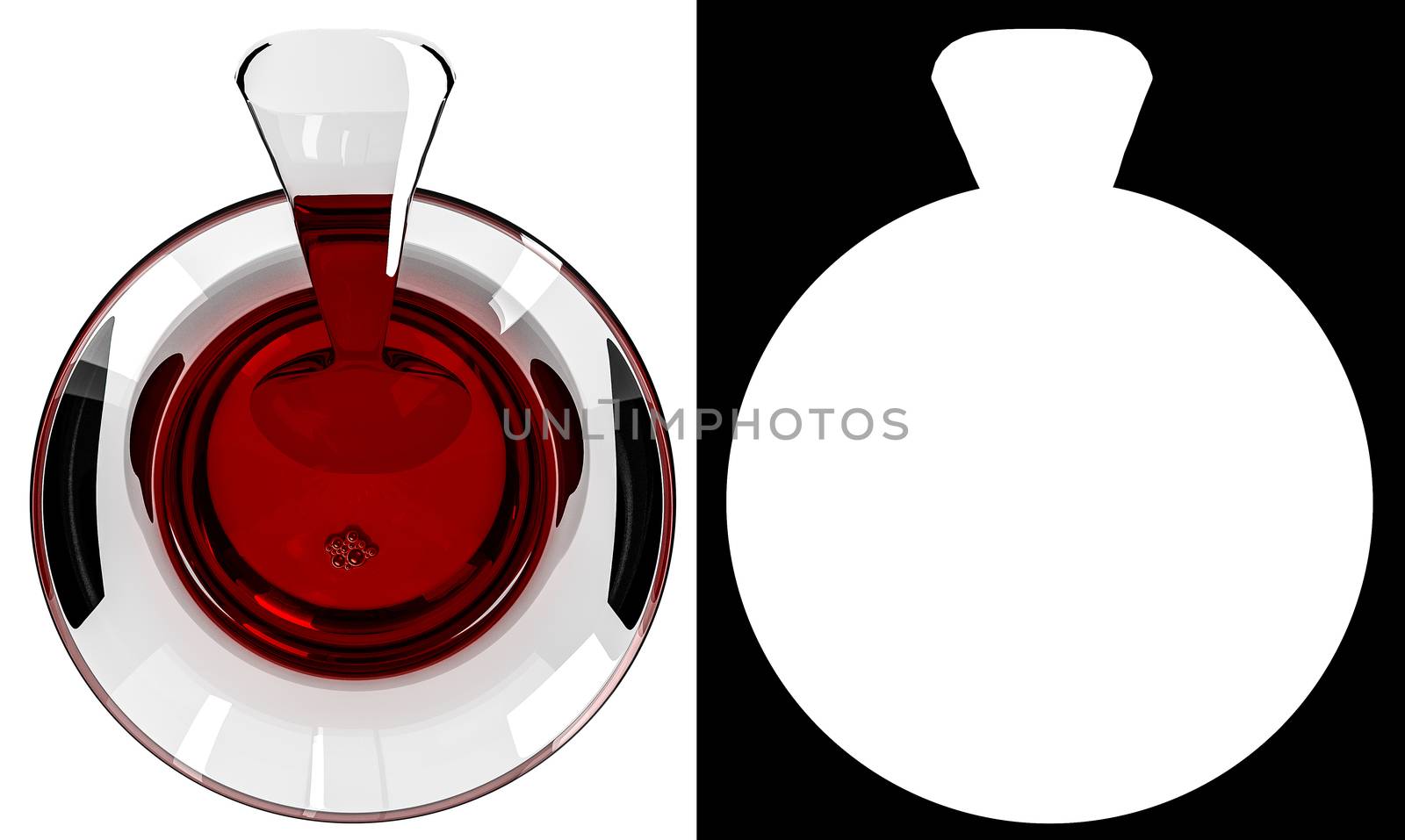 Glass of Turkish tea on white background with alpha mask