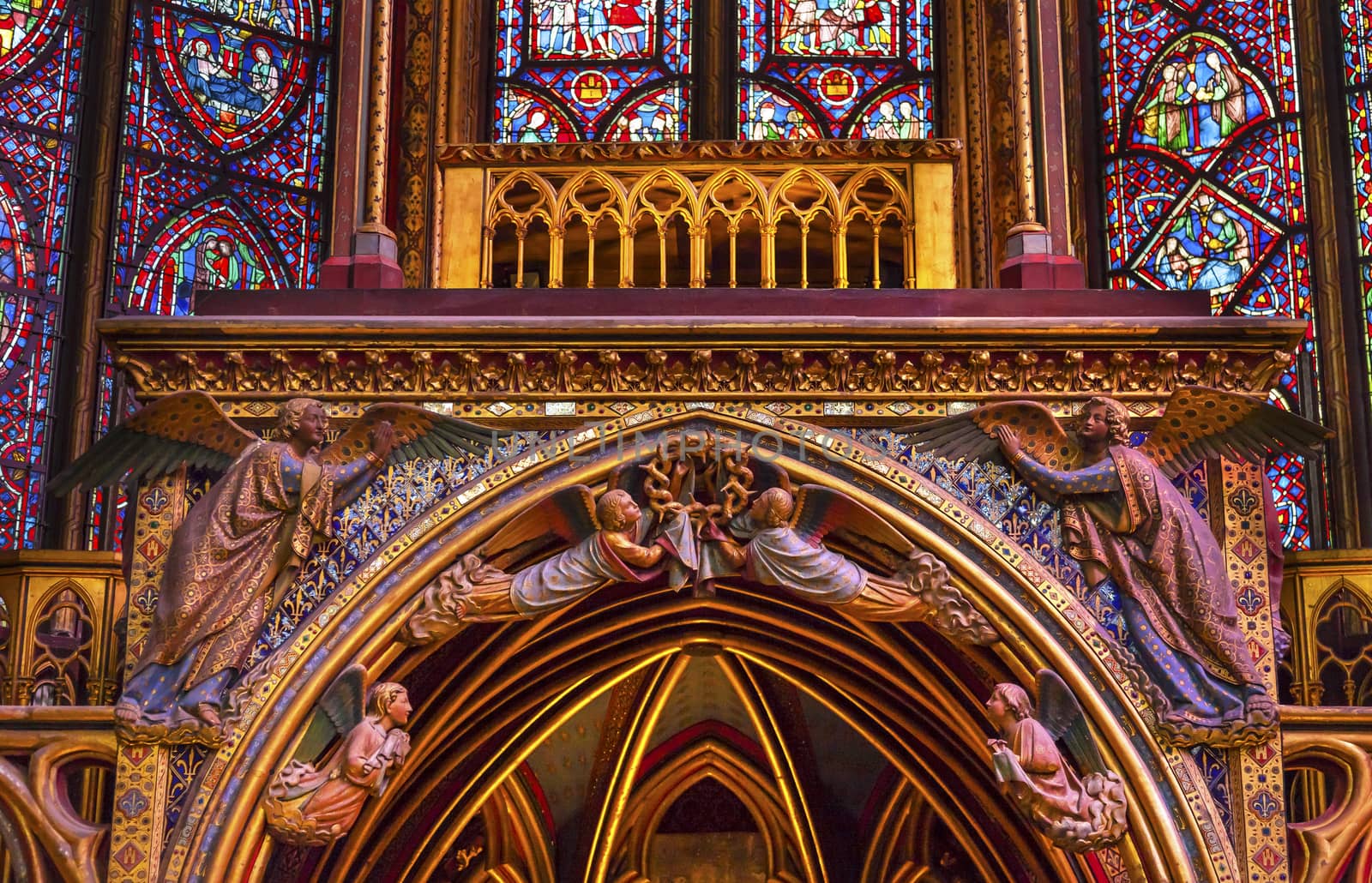 Stained Glass Angels Wood Carvings Cathedral Sainte Chapelle Paris by bill_perry