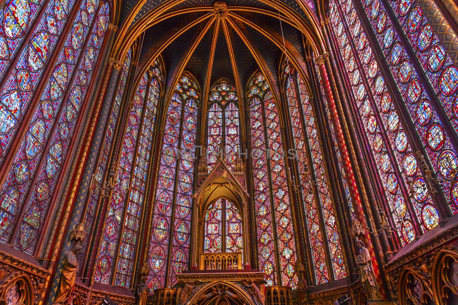 Stained Glass Sainte Chapelle  Cathedral Paris France by bill_perry