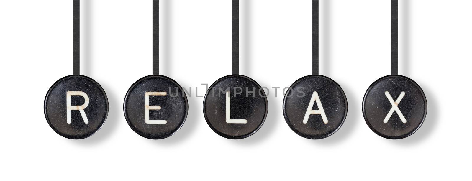 Typewriter buttons, isolated on white background - Relax