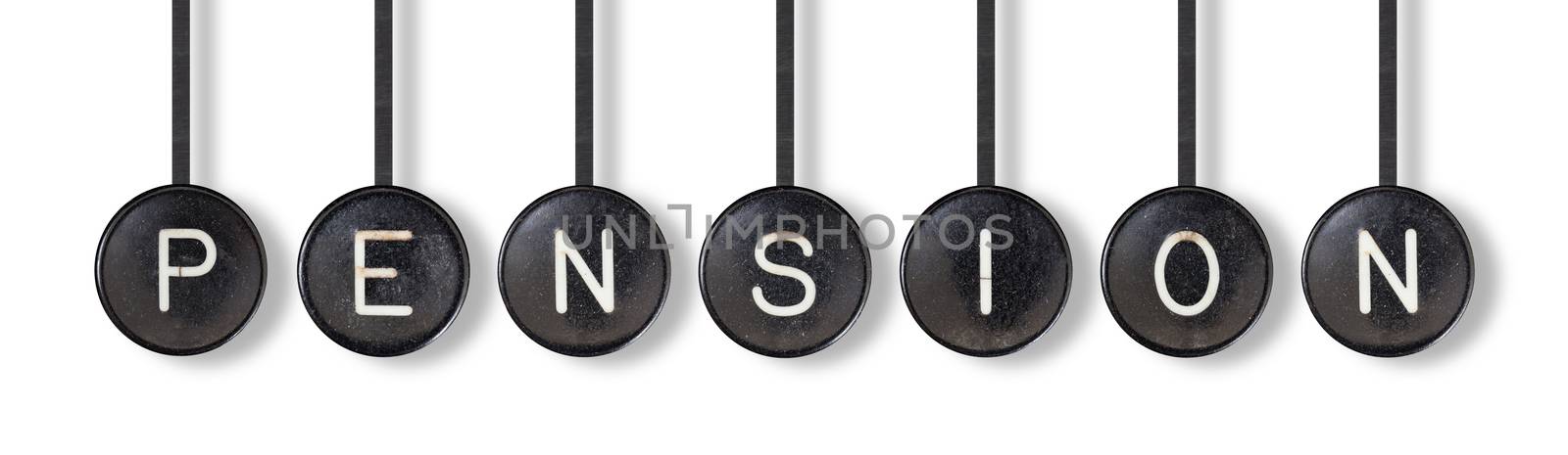 Typewriter buttons, isolated on white background - Pension