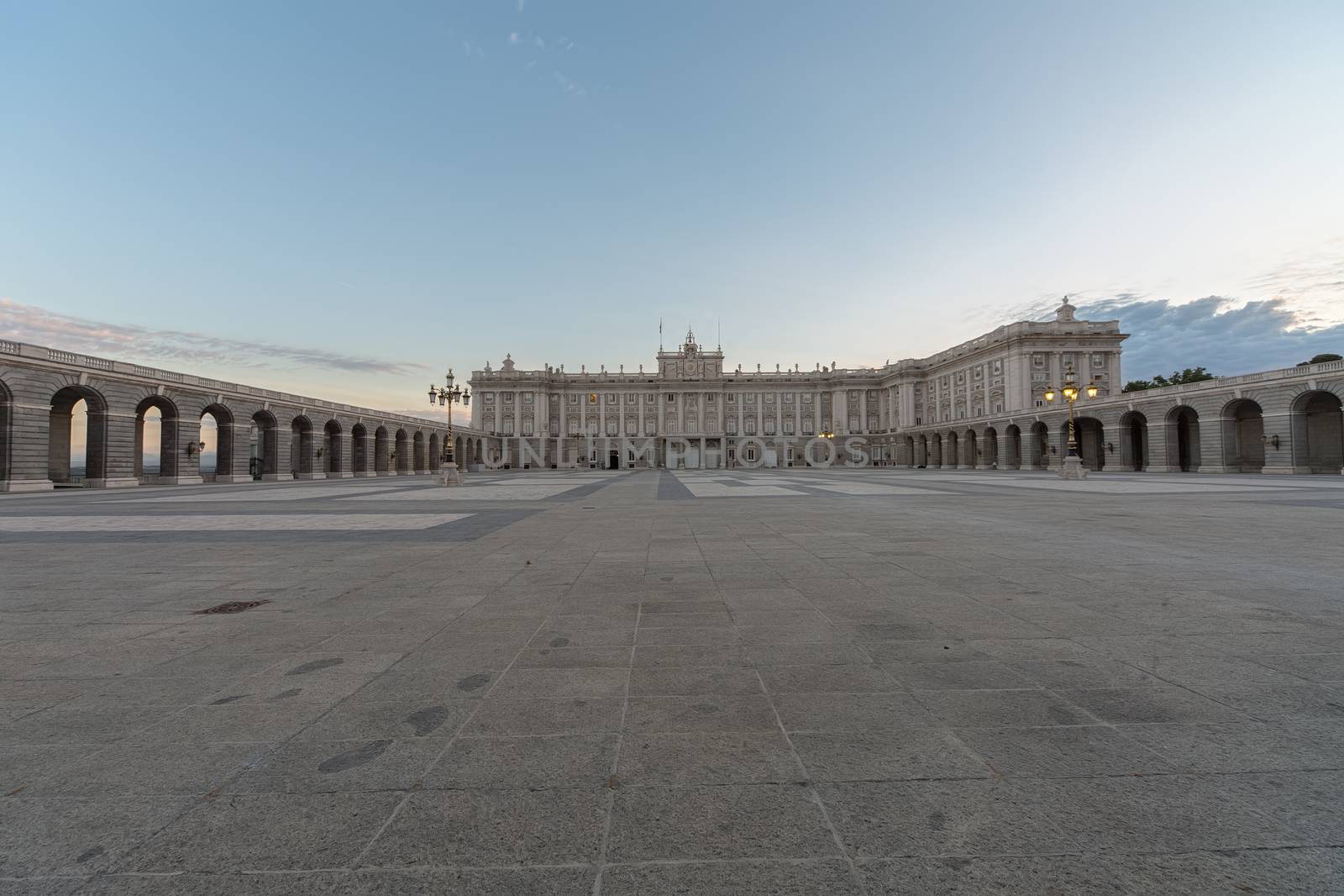 View of the facade of the Royal Palace of Madrid