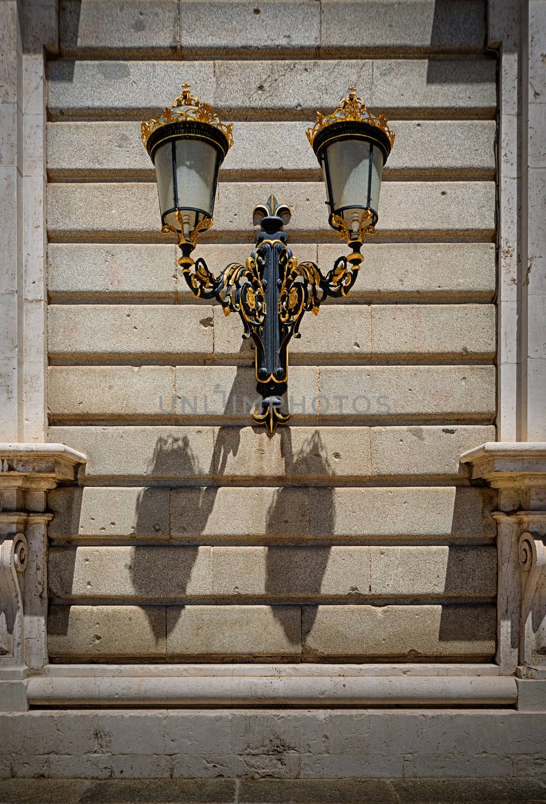 Baroque lantern royal palace in Madrid, Spain