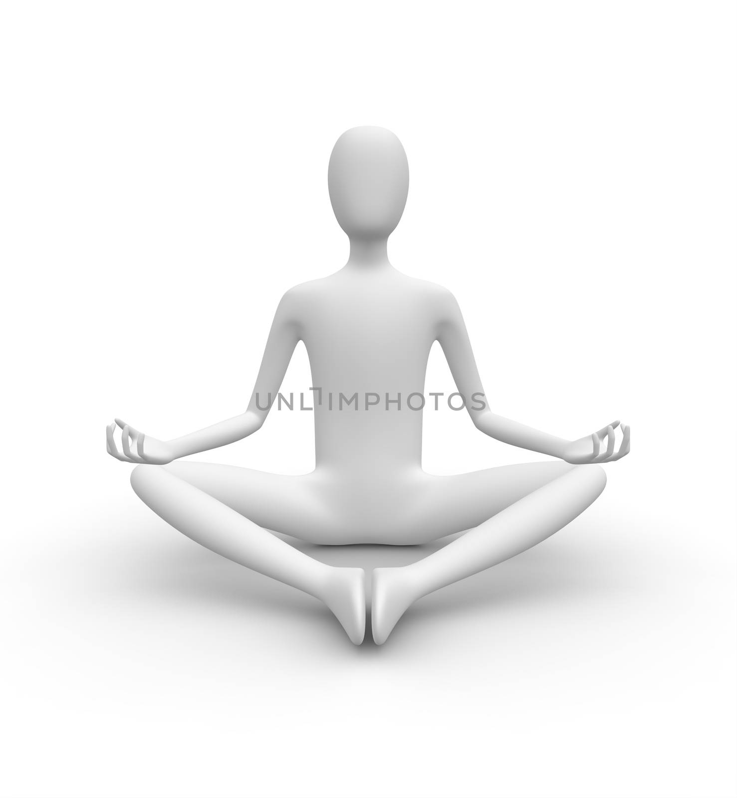 Meditating 3D white man by Rodius