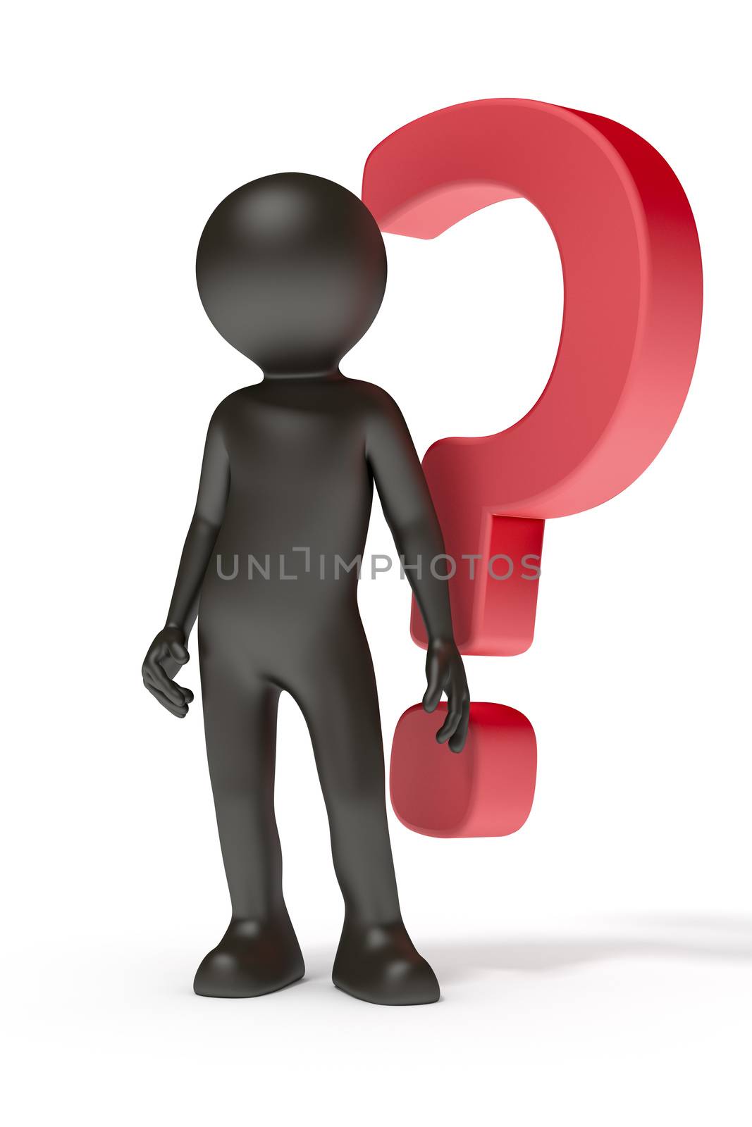 An image of a black man with a red question mark