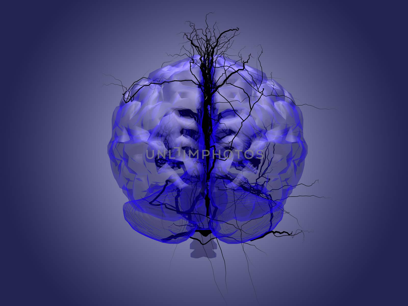 Brain root concept of a root growing in the shape of a human brain, concept