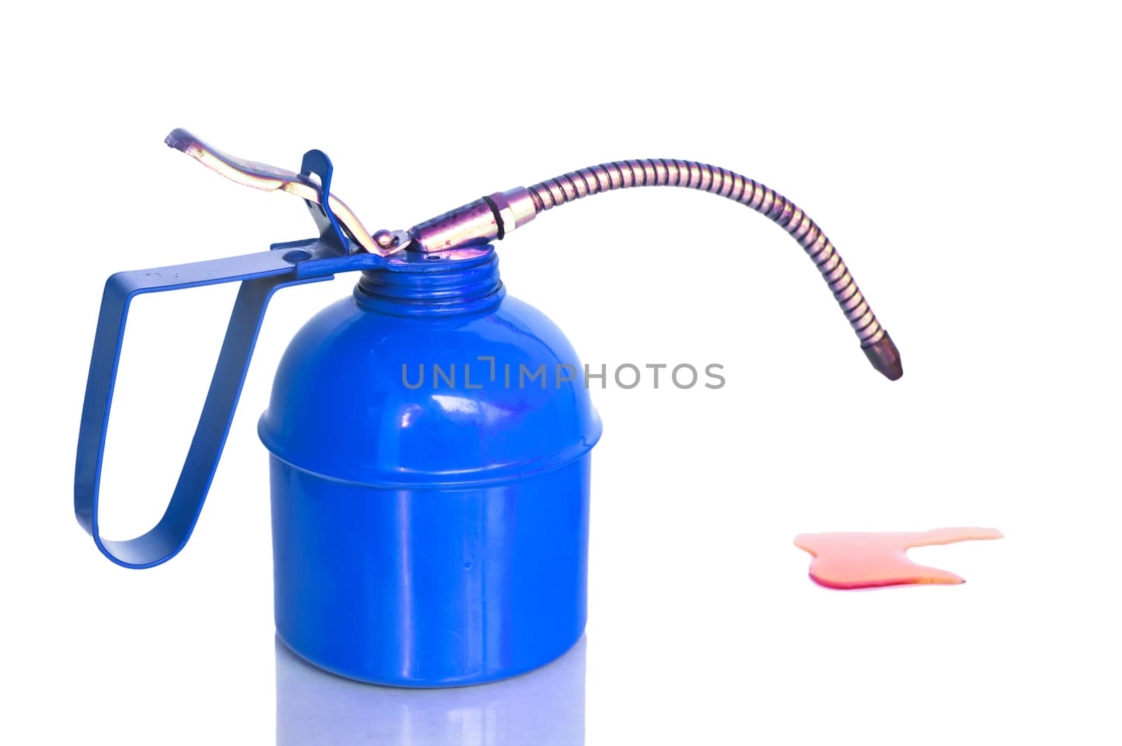 Red oil can,Isolated on white background, Clipping paths.