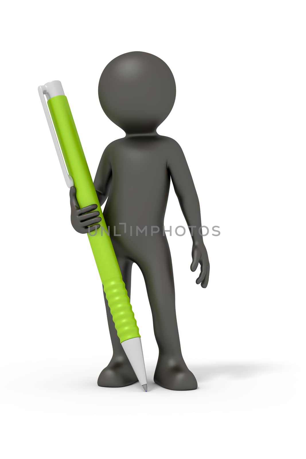 An image of a rendered black man with a ball pen