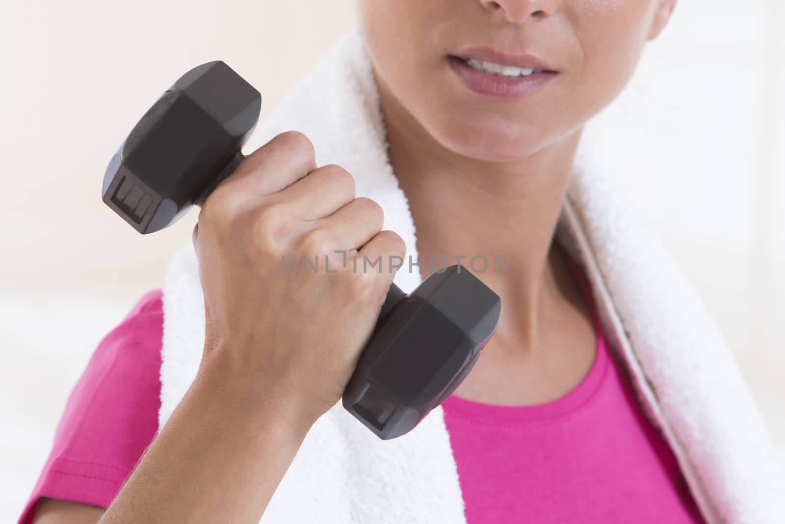 fit workout sport woman with dumbbells doing gym  by JPC-PROD