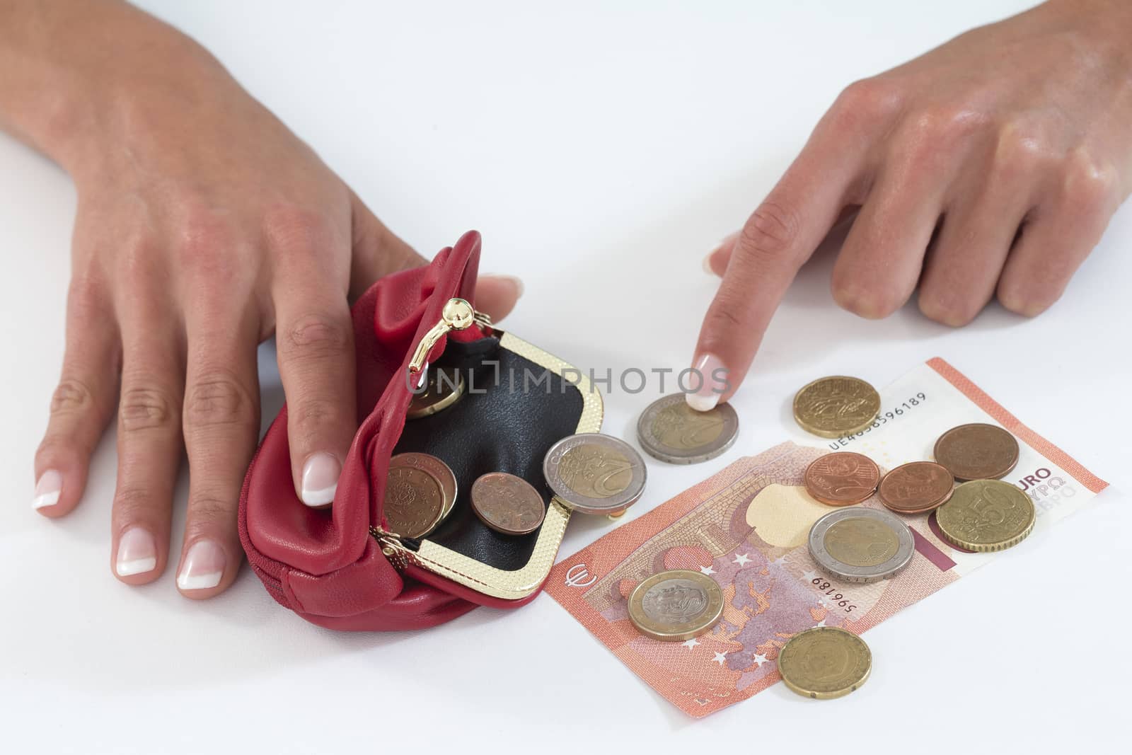 concerned woman   counting of money indoor