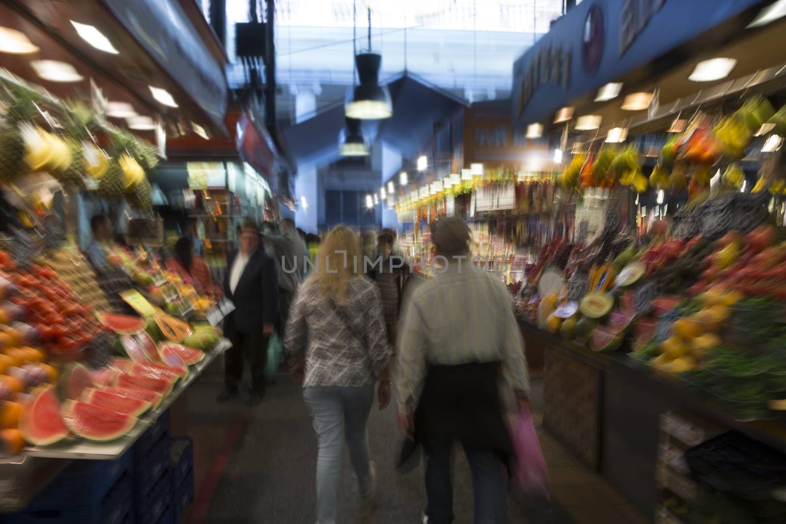 blurry image of fruit and vegetables  in the market by JPC-PROD
