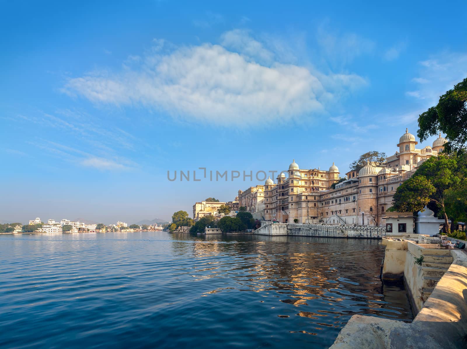 Lake Pichola and City Palace in Udaipur. India. by vladimir_sklyarov
