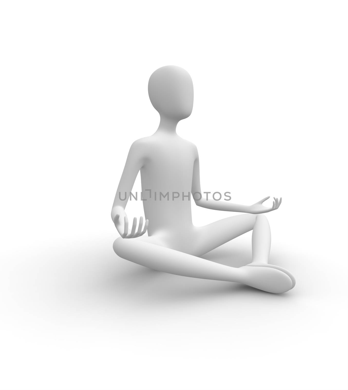 3D white man meditating in Butterfly pose by Rodius