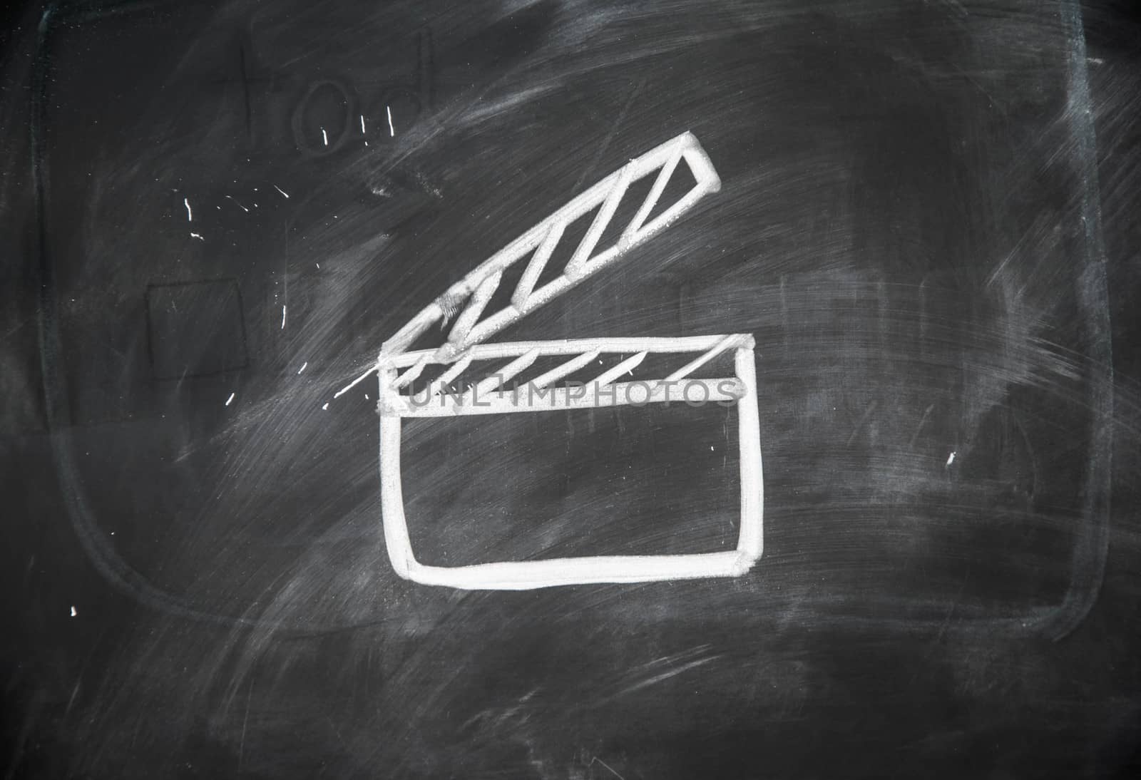 slate movie on blackboard