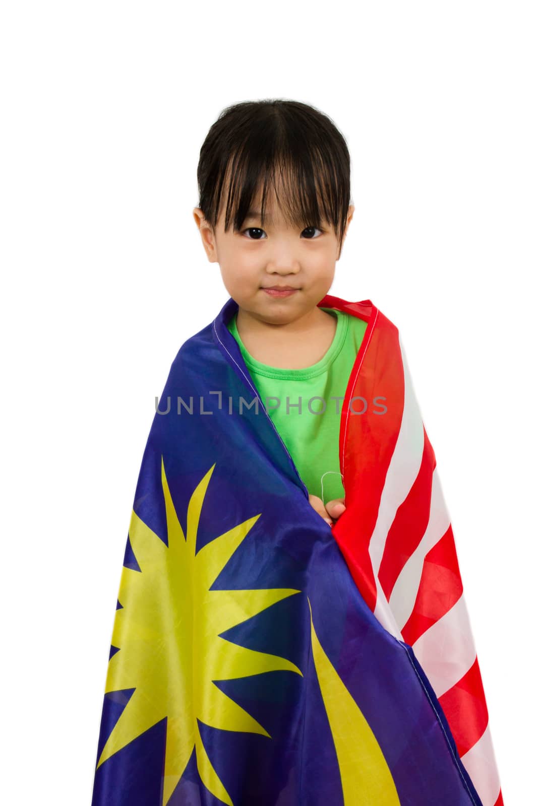 Asian Chinese Little girl with Malaysia Flag by kiankhoon