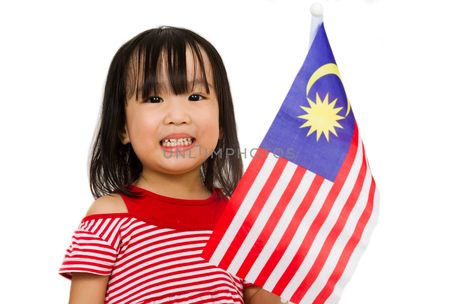 Asian Chinese Little girl with Malaysia Flag by kiankhoon