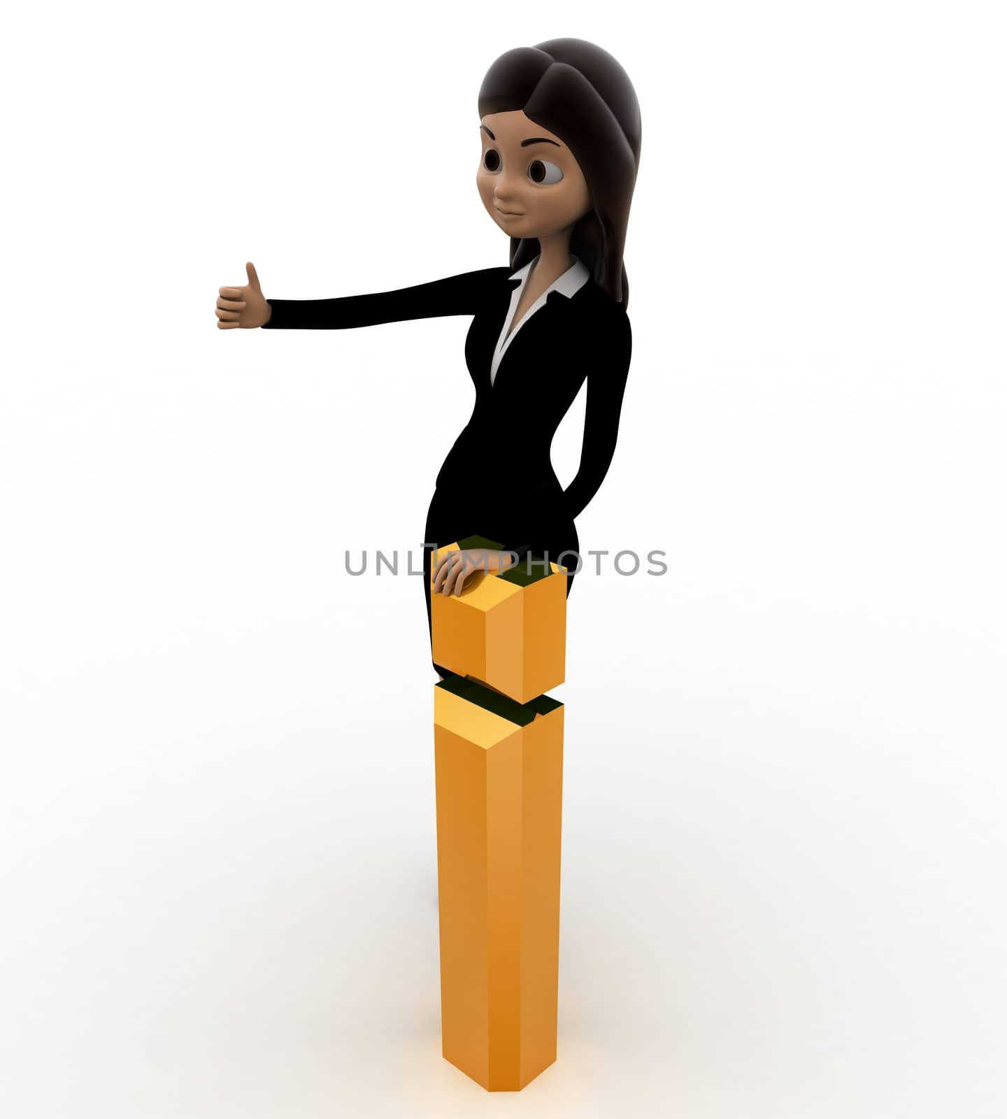 3d woman with golden exclamation mark concept by touchmenithin@gmail.com