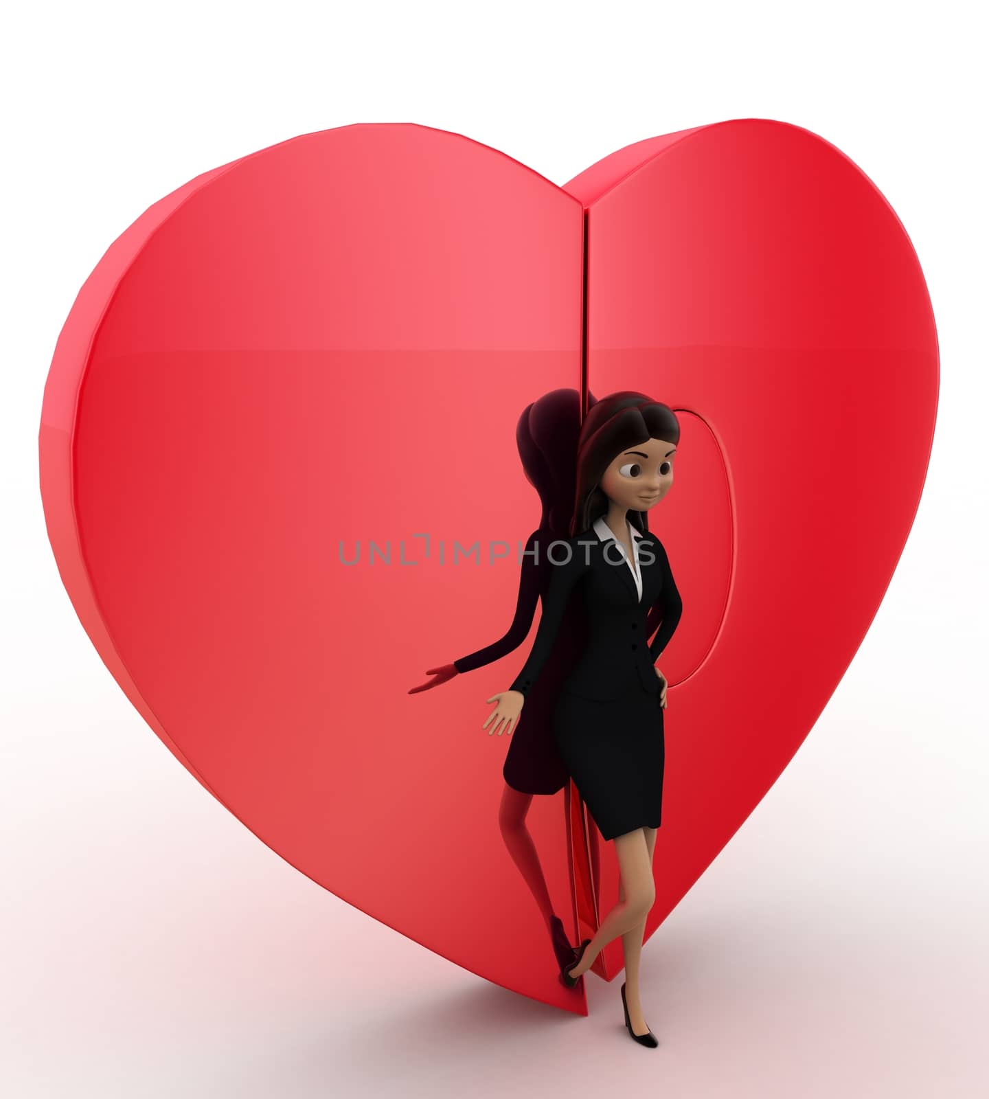 3d woman with connected heart concept by touchmenithin@gmail.com