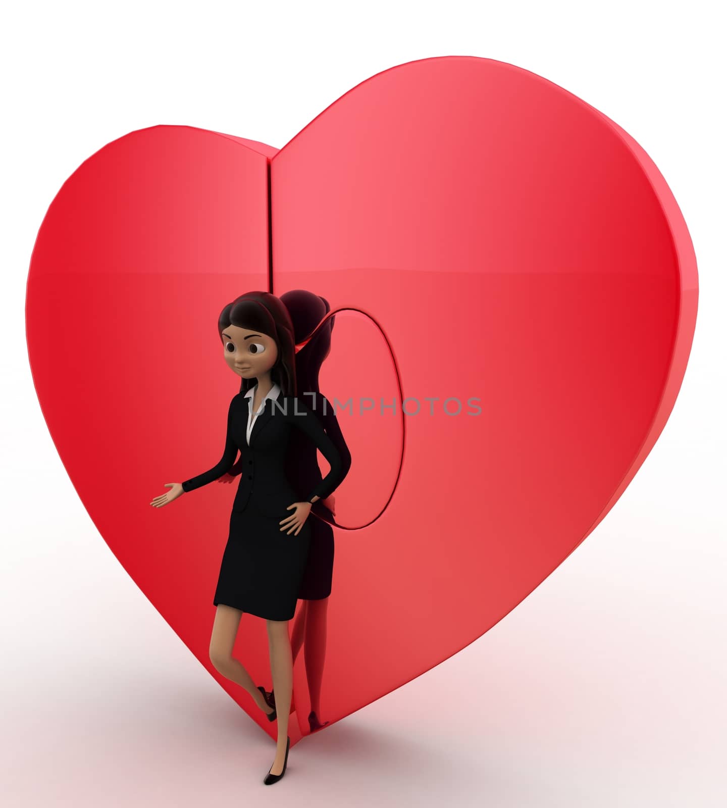 3d woman with connected heart concept by touchmenithin@gmail.com