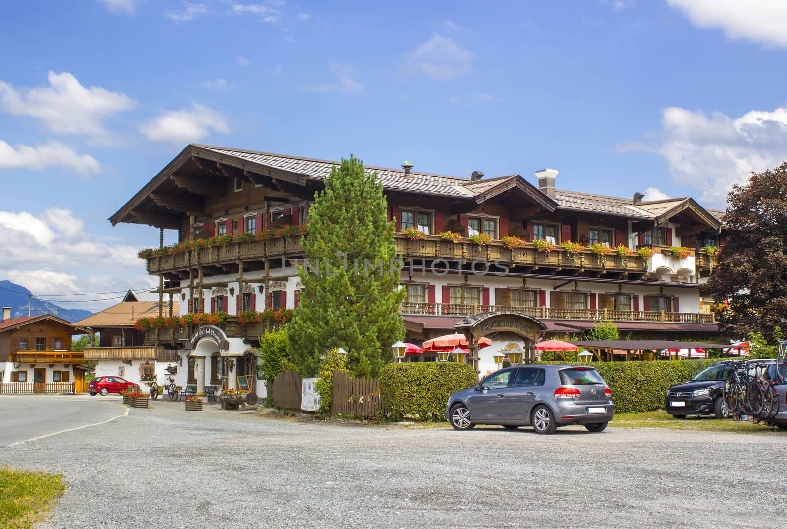 typical building in Tirol, hotel in Oberndorf, Austria by miradrozdowski