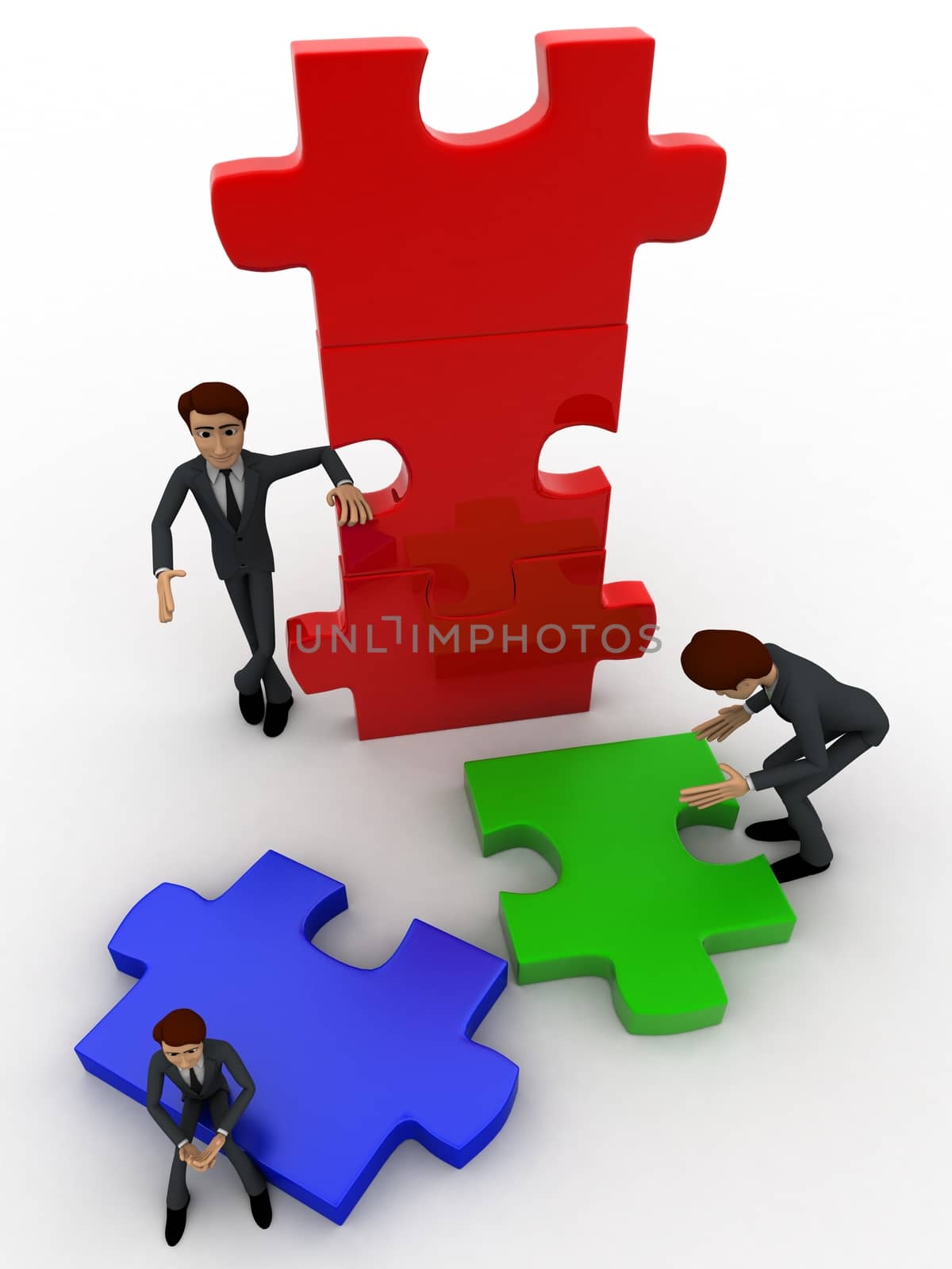 3d man build puzzle builing concept by touchmenithin@gmail.com