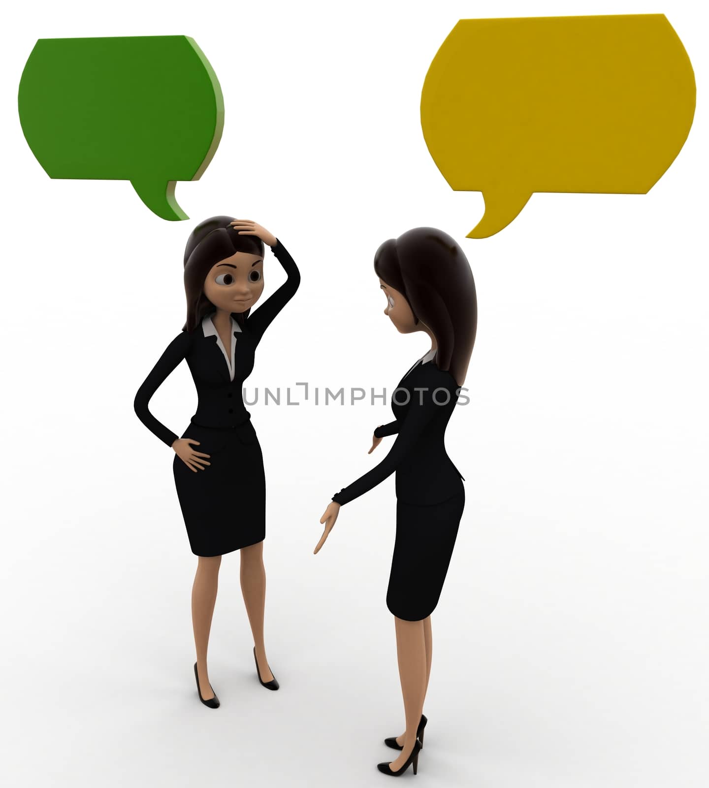 3d woman talking with chat bubble concept by touchmenithin@gmail.com