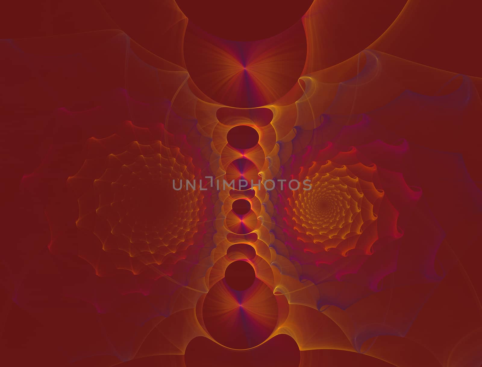 abstract fractal pattern on red background by Chechotkin
