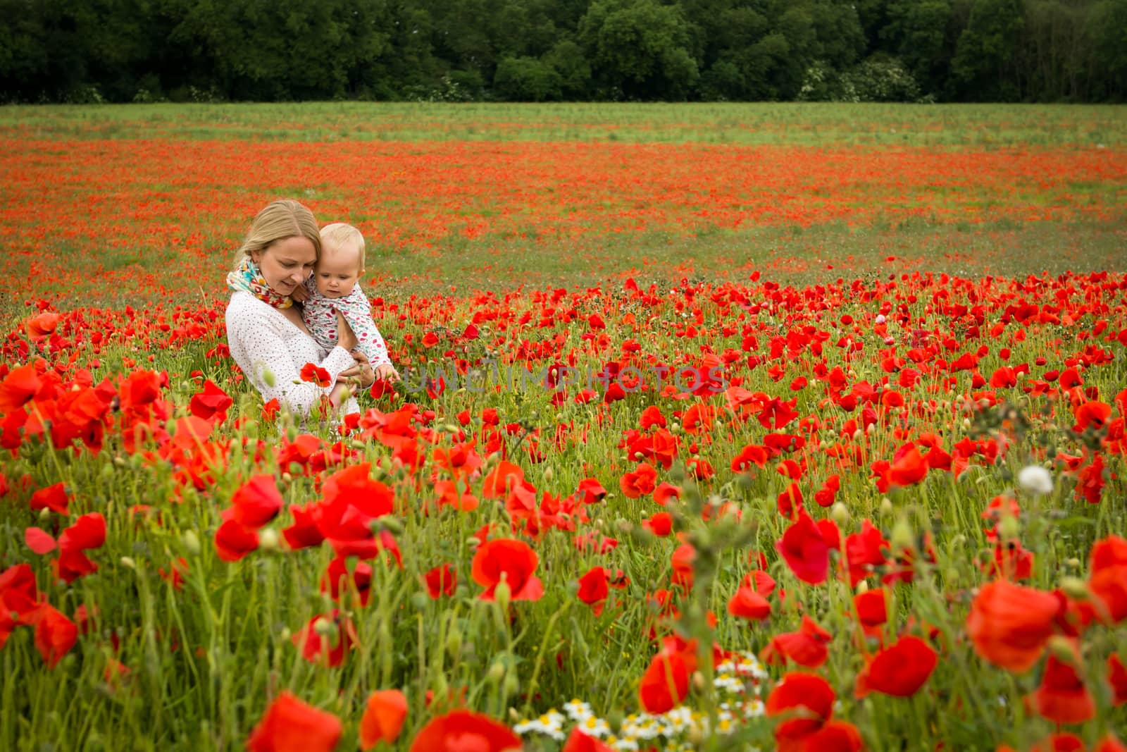 Mommy and daughter in a meadow by kamsta