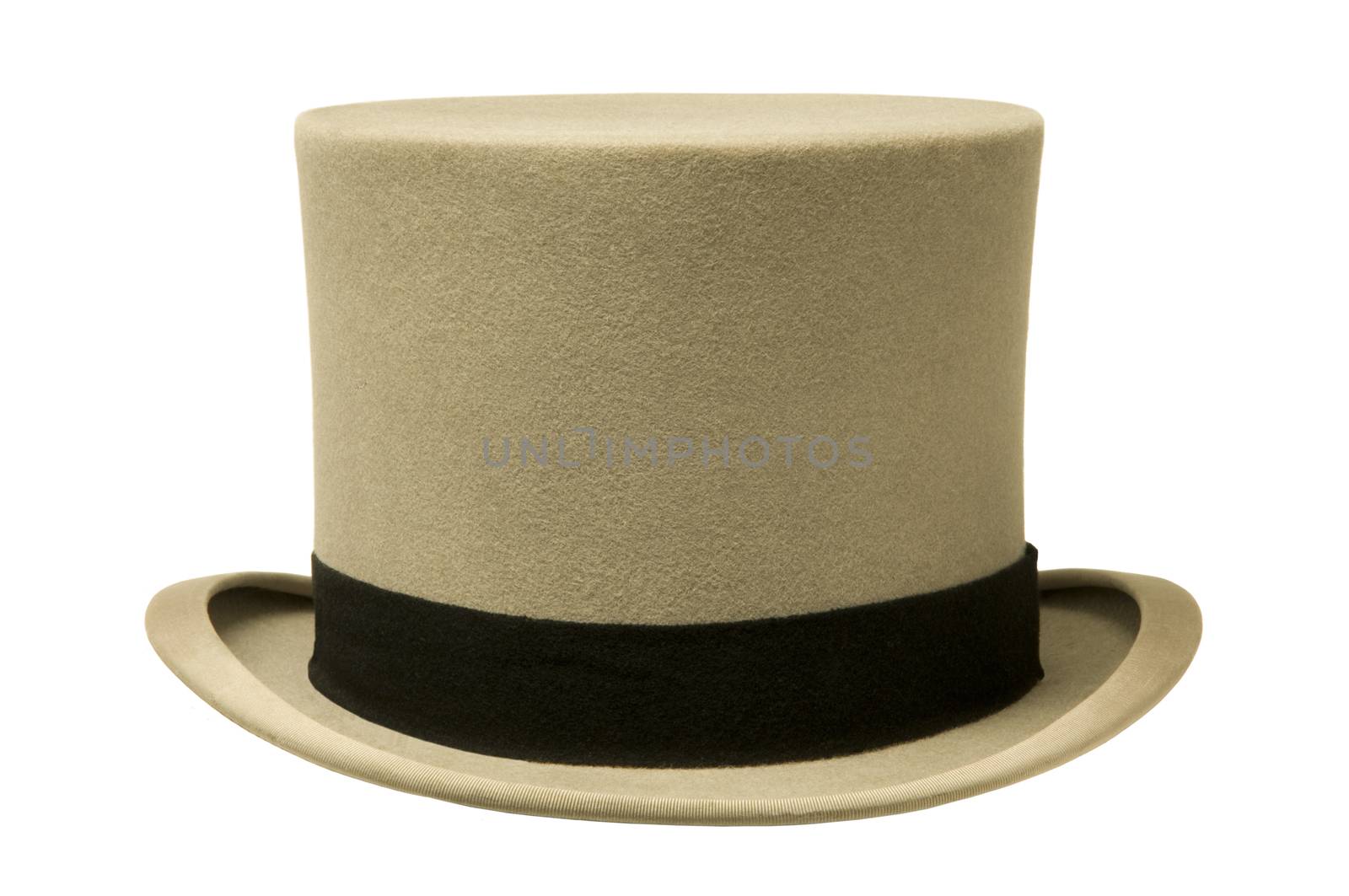 Vintage gray top hat against white background