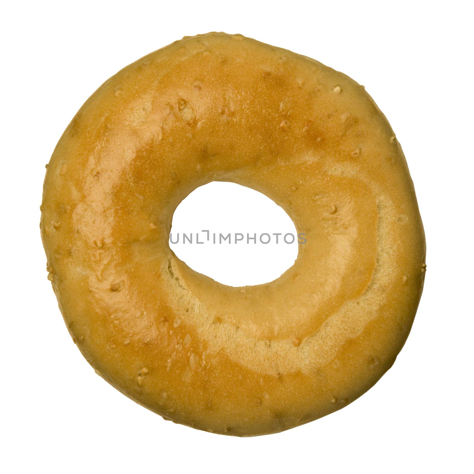 Oat bran bagel isolated against a white background