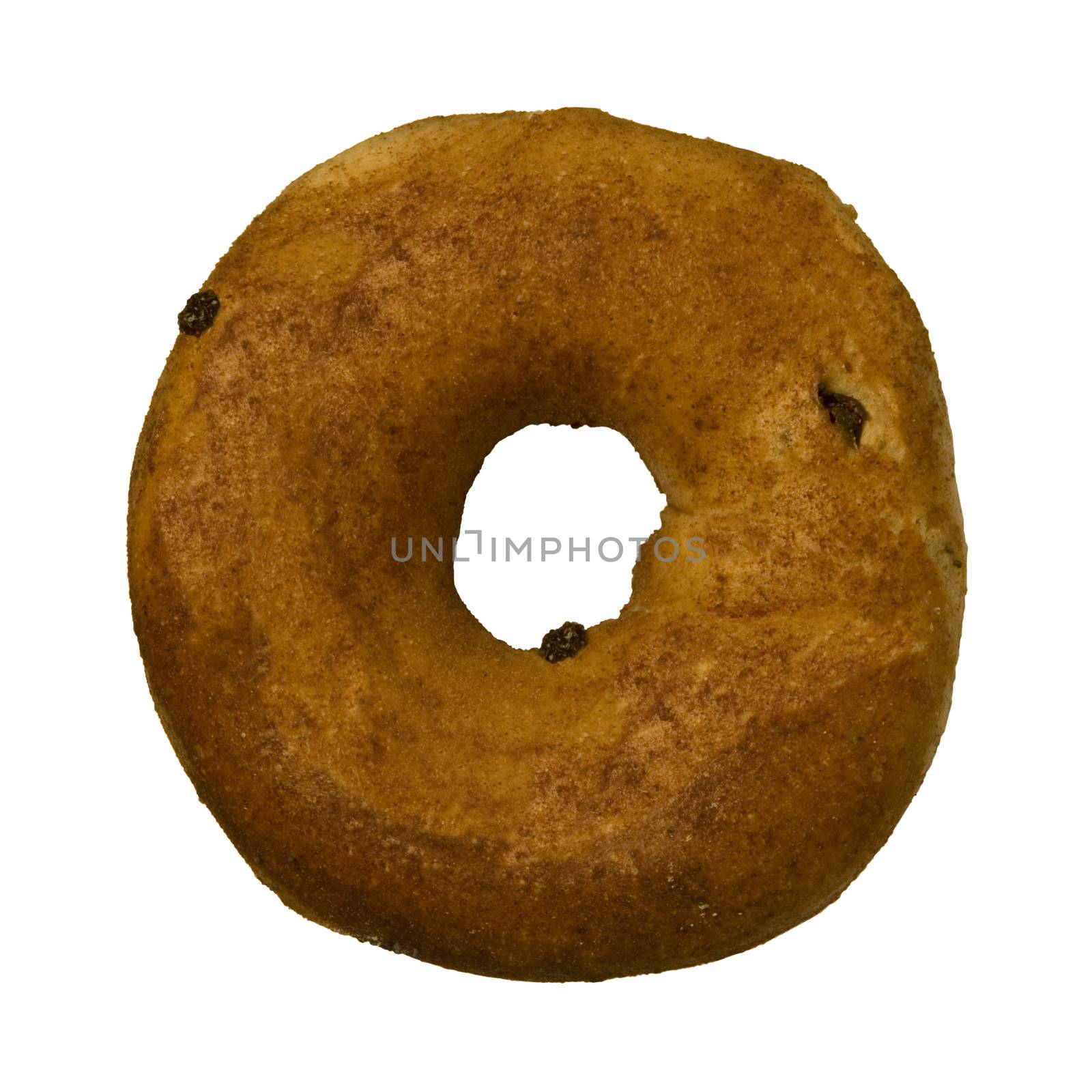 Cinnamon Raisin Bagel Against White Background by Balefire9