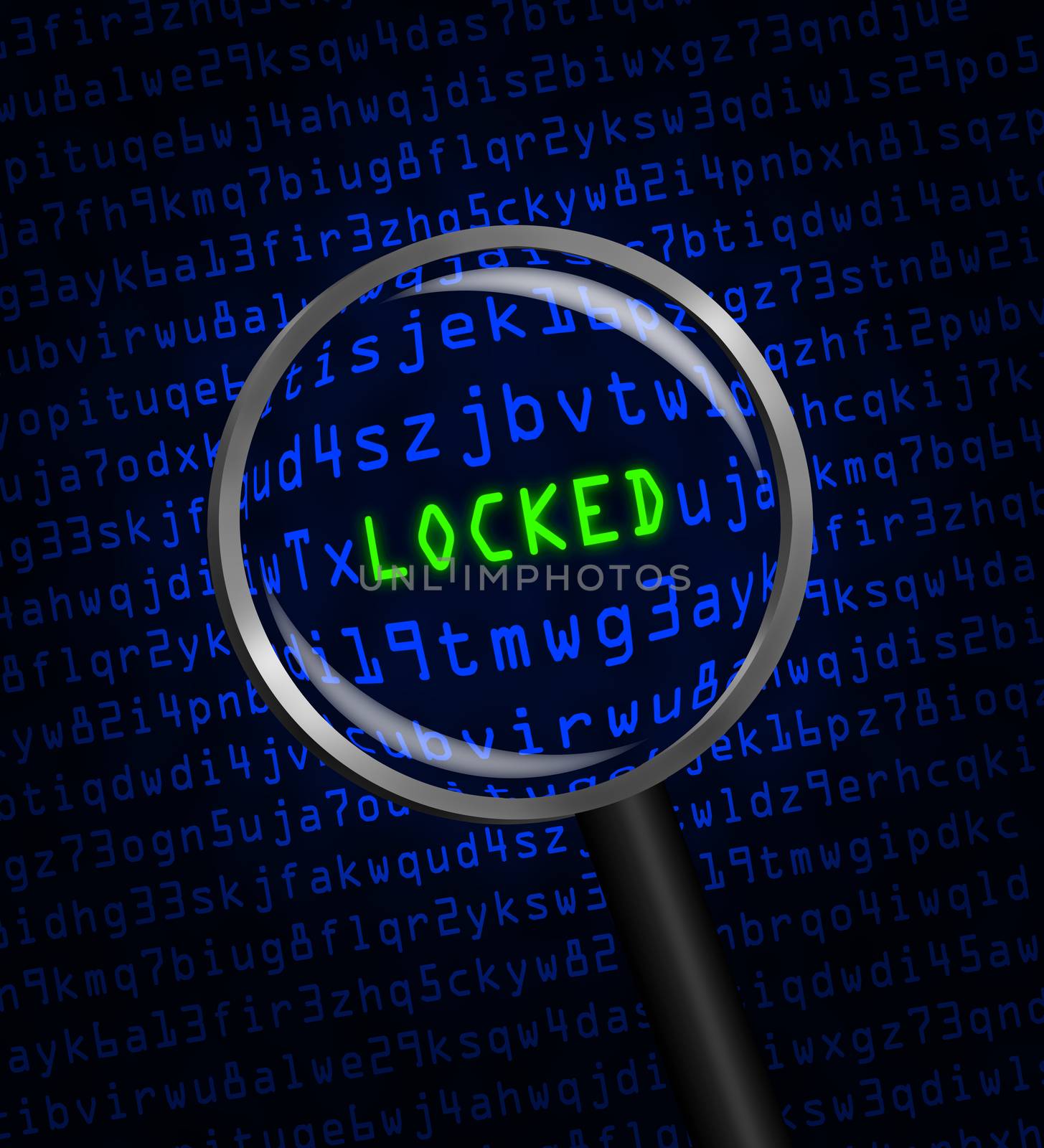 "LOCKED" revealed in computer code through a magnifying glass by Balefire9