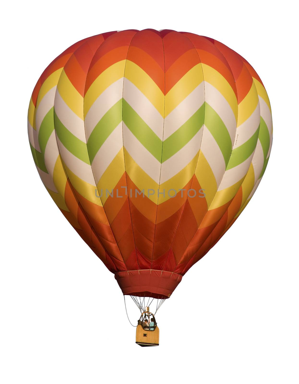 Hot-air balloon floating against white background