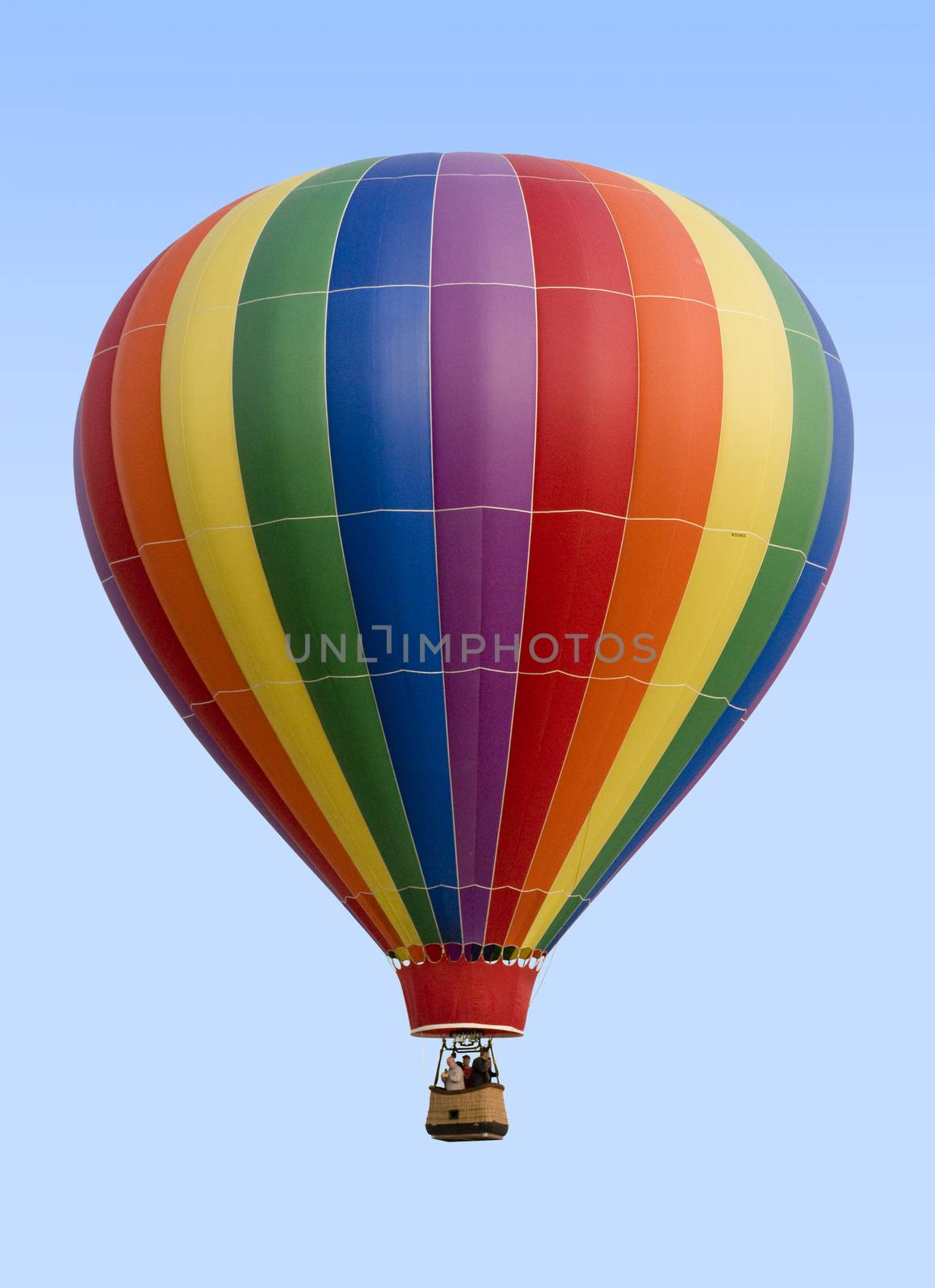 Colorful hot-air balloon against a blue sky