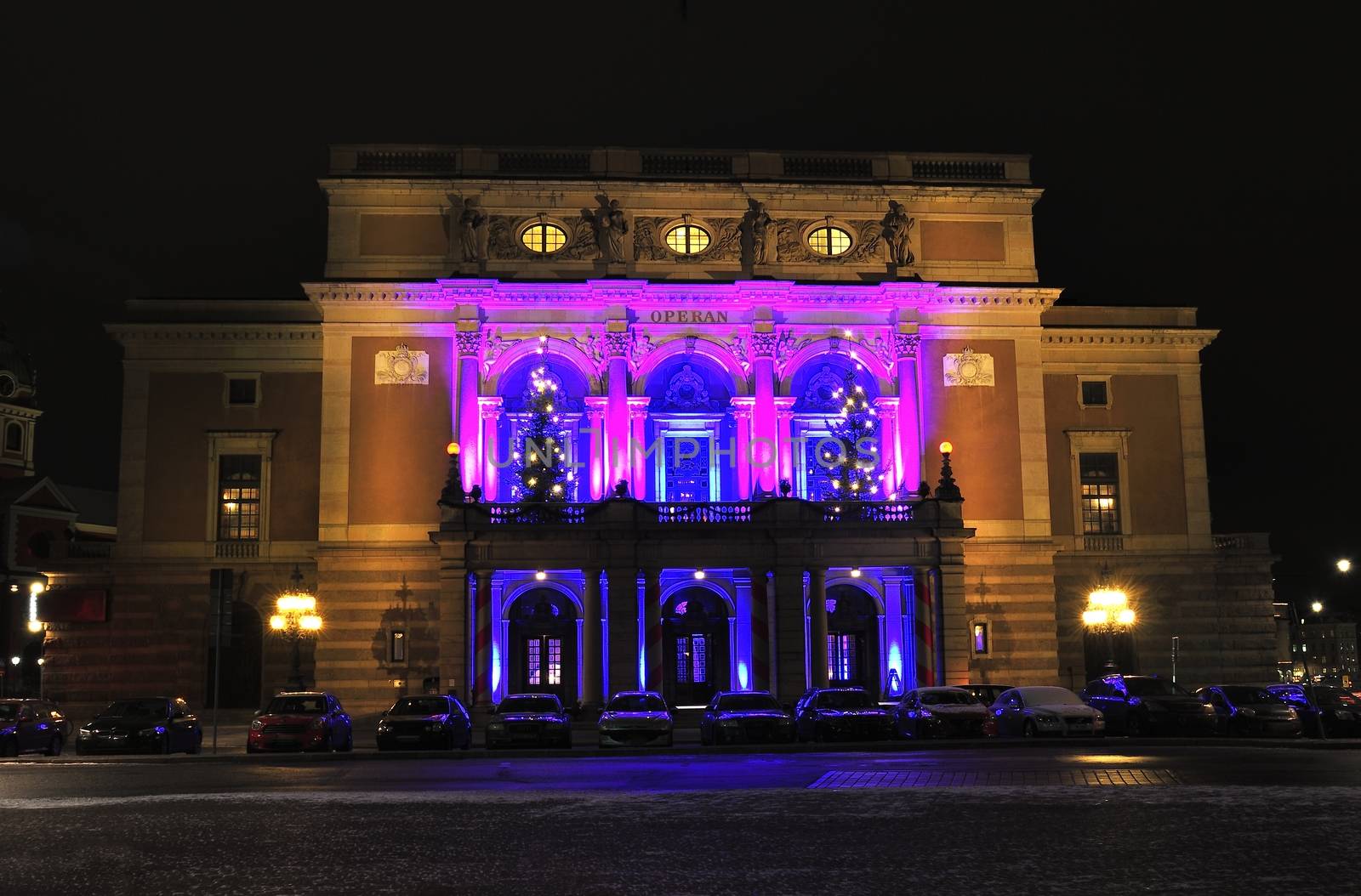 Stockholm, Sweden - December 7, 2013: Night at the Royal Swedish Opera in Stockholm