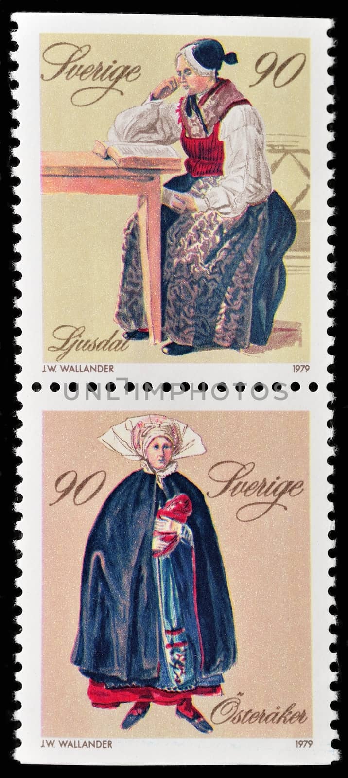 SWEDEN - CIRCA 1979: stamp printed by Sweden, shows woman and traditional costume, circa 1979